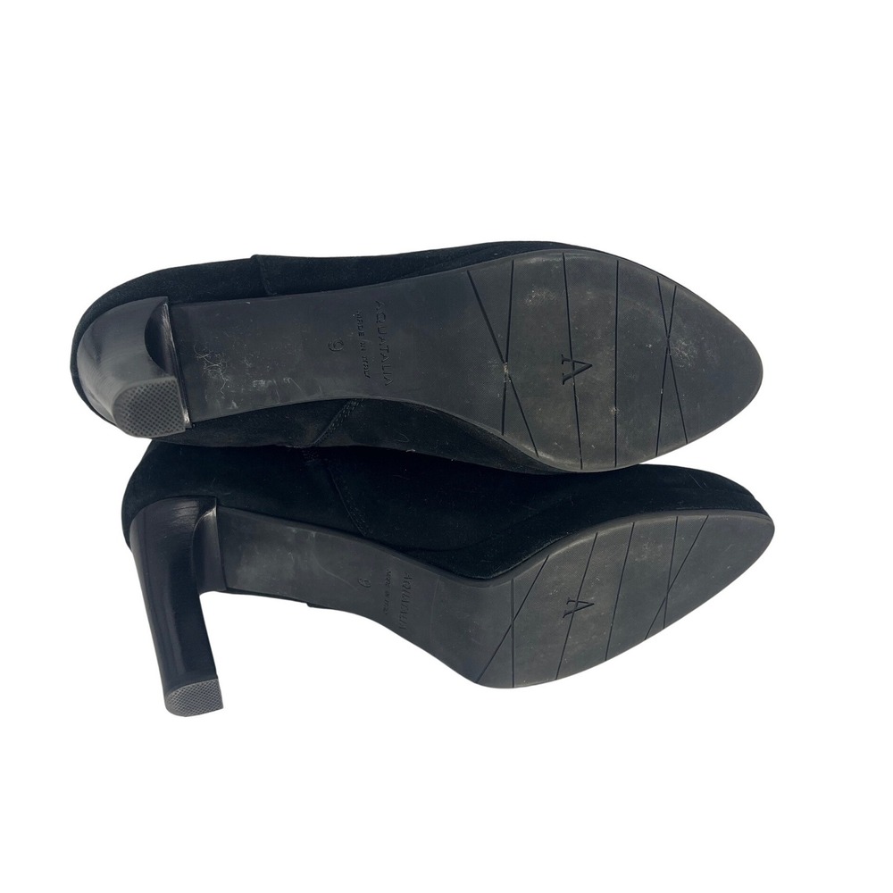 Aquatalia Black Suede Platform Ankle Boots Almond Toe Size 9 - Picture 12 of 12